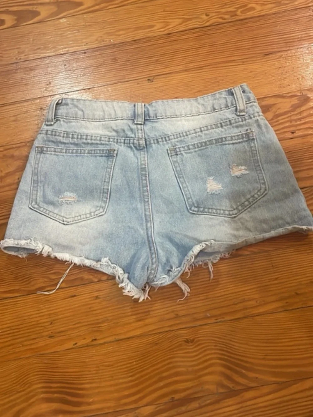 SHEIN Light Blue Distressed Denim Kids Shorts